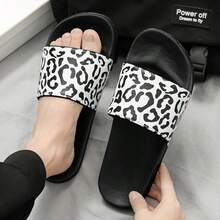 1双休闲唇形图案EVA拖鞋，男女通用沙滩凉鞋，厚底夏季拖鞋，度假休闲拖鞋 - 黑色 - 查看 6