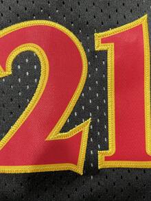 Atonmore Men's Basketball 21 Pants Black Retro Mesh Embroidered Zipper Pocket Casual Sports Shorts - Black - View 3