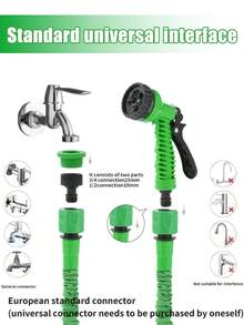 黑色柔性可伸缩花园软管,带7合1可调节喷嘴,适用于浇花、草坪灌溉、庭院养护、洗车、宠物洗澡,四季皆宜。 - A - 查看 12