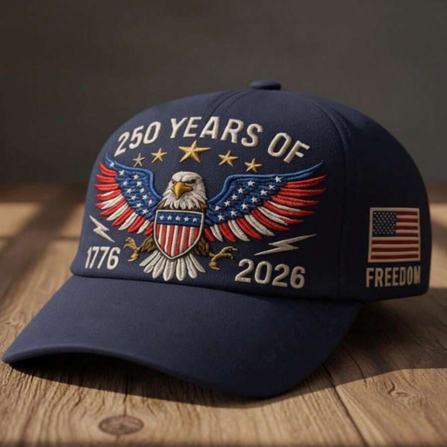 Vintage "250th Anniversary 1776-2026" Skull US Flag Embroidered Baseball Cap, Patriotic Dad Hat For Men - 有 - 查看 1