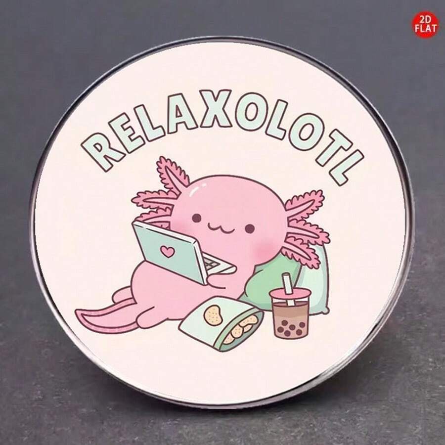1pc Cute Axolotl Enamel Brooch Pin - Relaxolotl Lazy Salamander Brooch For Backpacks, Bags Jeans Cute Gift Idea - Multicolor - View 1