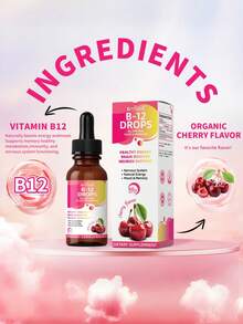 Vitamin B12 Liquid Drops - High Potency For Energy, Metabolism & Nerve Support, Cherry Flavor, - - - 查看 3