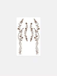 1 miếng dán hình xăm henna hình dây leo có thể giặt được, chống thấm nước, bền lâu, hình xăm giả hình hoa hồng cổ điển dán trên mu bàn tay, phù hợp cho mọi người. - Màu Khaki - Xem 6
