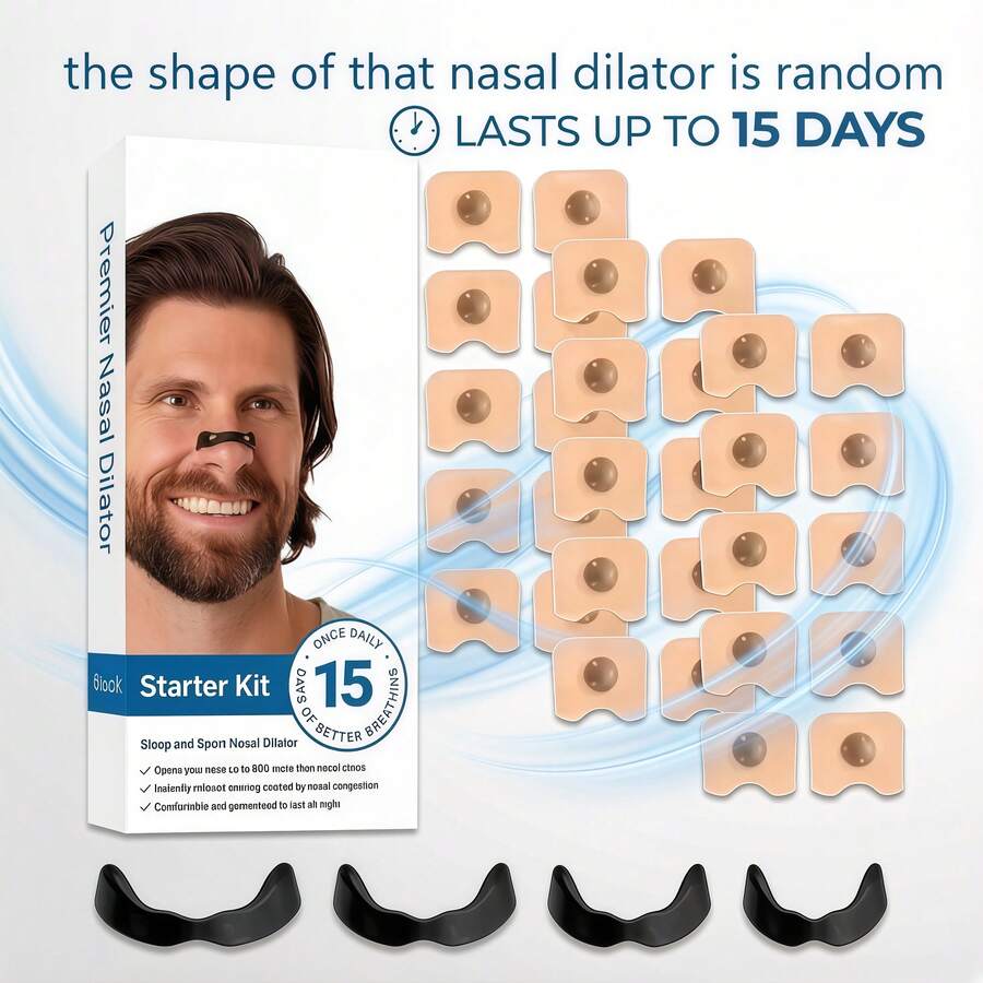 Kit de inicio de tiras nasales magnéticas, 15 días de tiras nasales y accesorios, tiras nasales transpirables, aparatos de cuidado personal para hombres y mujeres - 15 - Ver 1