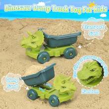 Beach Toys Dinosaur Sand Toys with Dump Truck and Collapsible Beach Bucket Shovel and Rake Mesh Bag Animal Dinosaur Sand Molds Sand Castle Toy Sandbox Toys for Toddlers Boys - como en la foto - Ver 4