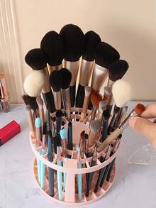 1pc Space-Saving Detachable Makeup Brush Holder, 49-Slot Large Capacity Plastic Storage Cup - Multicolor - View 8