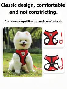 Reflective Breathable Dog Harness & Leash Set, Adjustable Soft Mesh Pet Vest For Small Dogs, Pink - Pink - View 4