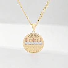 14K镀金铜圆项链，最后的晚餐宗教吊坠，工艺精湛，优雅百搭，是送给女友和家人的完美礼物 - 金黃色 - 查看 10