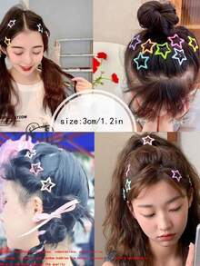 10/20/30/50pcs Mixed Color Sweet Colored Star Hair Clips, Ideal Girls Hair Accessories For Party Holiday Hairstyles (Random Color) - Color Mixing - View 11
