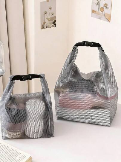 1pc Multi-Function Handheld Toiletry Bag, Snap Buckle Design Portable Travel Bag, Large Capacity Waterproof Dirt-Resistant Storage Bag, Beach Bag