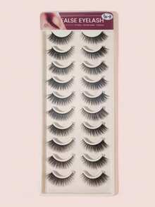 5 Pairs Natural Thick False Eyelashes, Curled And Fluffy, Suitable For Parties, Manga Style, Travel Essential - Black - View 1