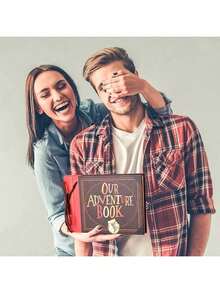 OUR ADVENTURE BOOK Sổ lưu niệm "Chuyến phiêu lưu của chúng ta", Album ảnh kỷ niệm 3D "Chuyến phiêu lưu của chúng ta", Sổ lưu niệm đám cưới, Tiệc cô dâu, Kích thước 11.6 x 7.5 inch, 40 trang. - Kiểu chữ - Xem 7