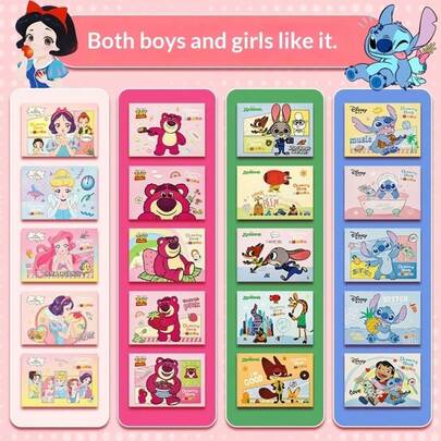 Disney كتب صور ديزني A4، كتب صور زوتوبيا، كتب صور فارغة لوينى الدب، كتب صور سميكة مخصصة للطلاب الأولاد والبنات، كتب صور ستيتش، كتب حماية العين البيج المزخرفة