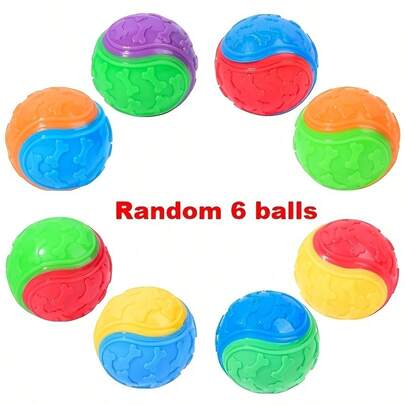 3/6pcs Durable TPR Dual-Color Geometric Bone Shaped Squeaky Dog Toys | Interactive Toy Balls Suitable For Medium Breed Dogs, No Battery Required