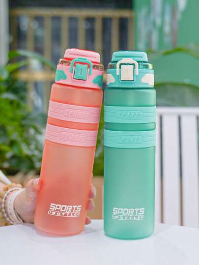 1pc 900ml/30oz Or 700ml/24oz Frosted Double-Wall Non-Slip Straw Water Bottle With Handle, Large Capacity Sports Water Cup, Bounce Straw, Portable & Durable, Suitable For Outdoor Activities, Fitness, Running, Camping, Also A Great Gift