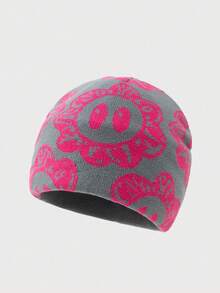 1pc Men's Unique Sunflower Embroidery Beanie Hat, Suitable For Autumn Winter Daily Wear Halloween Fall Outfit - 彩色 - 查看 5