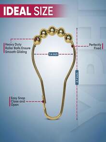 Bộ 24/12 móc treo rèm tắm dày, chống gỉ, được làm bằng gang với thiết kế ổ bi giúp dễ dàng sử dụng. - Nhiều màu - Xem 5