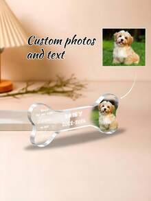 1 pieza Placa conmemorativa personalizada con foto de mascota, bloque de foto de acrílico personalizado, regalo de condolencia por la pérdida de una mascota - Multicolor - Ver 2