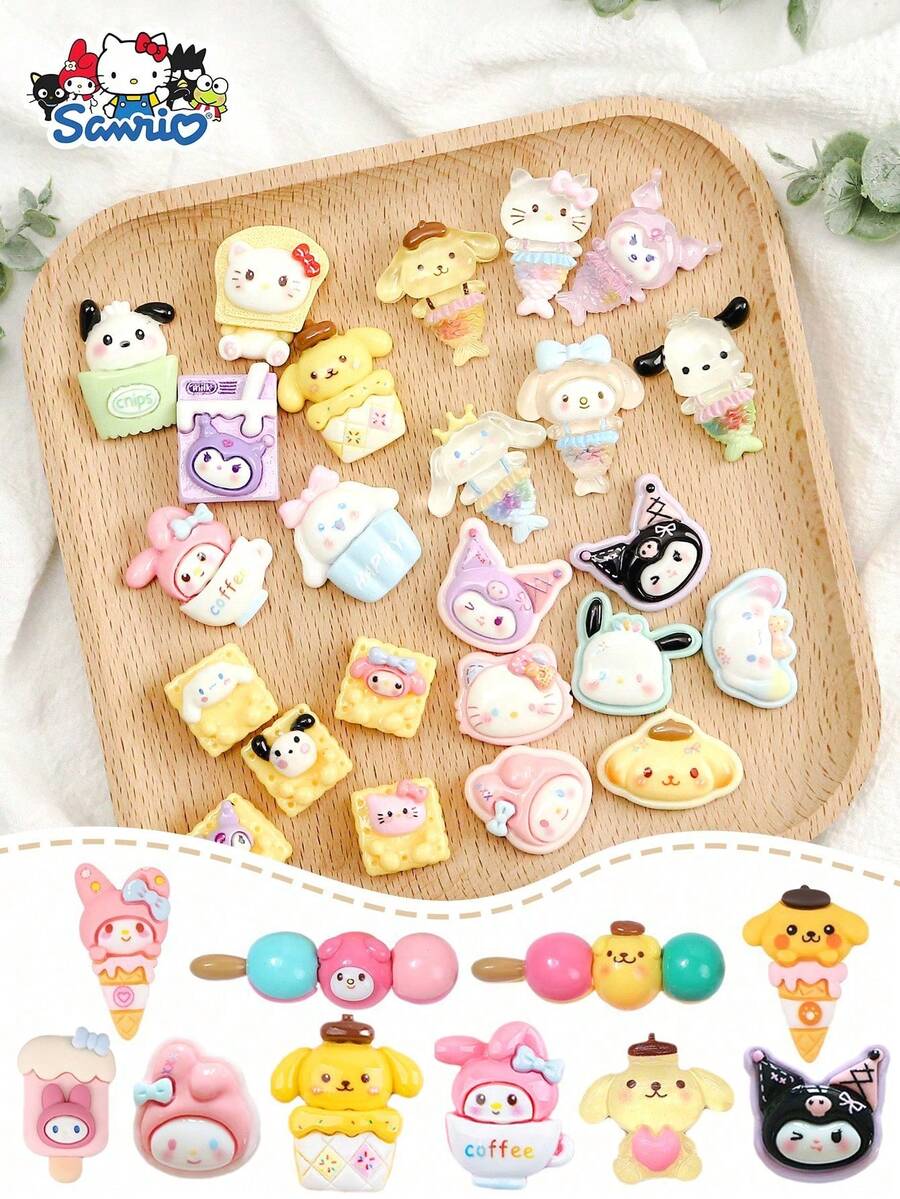 SANRIO Nguyên liệu làm trang sức Hello Kitty, mặt dây chuyền nhựa, ốp điện thoại hoạt hình trơn và phụ kiện tóc thủ công tự làm. - Phụ kiện nhựa - Xem 1