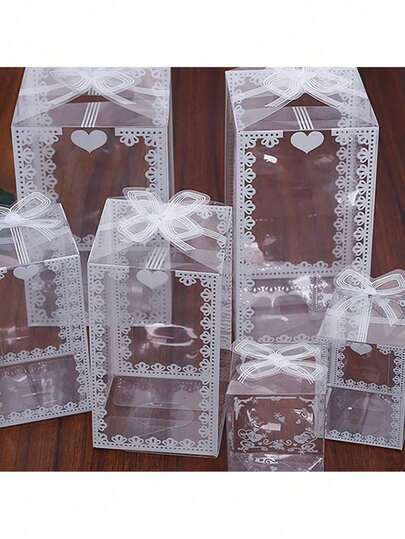 10 Piezas/20 piezas/Paquete Caja de embalaje de PVC en stock Caja de embalaje de alimentos impresa transparente Caja de embalaje Caja de regalo para pastel