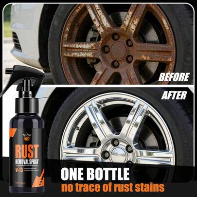 100ml Spray Detergente per Cerchi | Detergente Multifunzionale per Cerchi e Rimozione di Polvere di Ferro | Spray a Grilletto Facile da Usare | Adatto per Tutti i Tipi di Veicoli | Ripristina la Lucentezza, Previene la Corrosione dei Cerchi