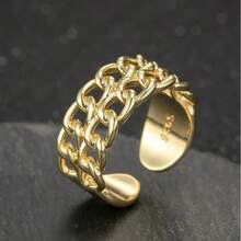 欧式简约线条链环，几何复古设计，适合佩戴在食指上。戒指采用扭曲网状图案，并带有镂空开口。 - TJZ035 - 查看 8