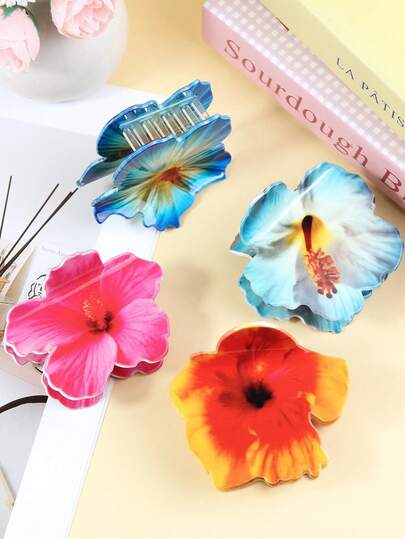 1pc Floral Shaped Hair Claw Clip, Decorative Hair Accessory, Adds Stylish Flair, Suitable For Daily Commute, Ideal Gift For Women