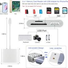 1 pieza Adaptador lector de tarjetas SD/TF/USB 3 en 1 compatible con iPhone 17 Pro Max/17 Pro/17 Air/17/16/15/14/13/12/11/XS/XR/8/7/6, S25/S24/S23/S22/S21, iPad, serie de portátiles - Blanco - Ver 5