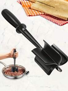 1pc Black Meat Chopper, Heat-Resistant Nylon Handheld Meat Grinder Mixer, Beef Mixer, Non-Stick Coating Mincing Chopper, Home Potato Mixing Tool - Multicolor - View 8