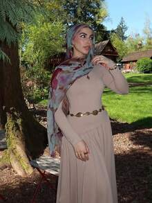1 chiếc khăn choàng thời trang nữ ZHHESCARF, họa tiết da cá sấu phong cách Bohemian, thích hợp để sử dụng hàng ngày. - Màu tím - Xem 3