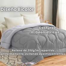 Novotextil 適用於90公分床（180x270公分）的冬季羽絨被 | 雙色羽絨被填充物，350克矽化中空纖維 | 柔軟、輕盈、透氣、雙面可用 | 雙色羽絨被填充物，350克矽化中空纖維 | 柔軟、輕盈、透氣、雙面可用 | 保暖、觸感柔軟、易於清洗的冬季羽絨被送 | 寒冷天氣下舒適的睡眠之選 ✅達 西班牙24/7小時全境送達/7小時 - 灰色/灰色 - 查看 2