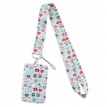 Soporte de tarjeta con cordón de dibujos animados de la serie médica, Cordones para tarjeta de identificación con temática médica de colores impresos, Soporte para tarjeta de identificación de estudiante de campus, Funda protectora para tarjeta de autobús/trabajo, Cordón para teléfono y llavero, Soporte para tarjeta de identificación con temática de enfermera/médico, Funda duradera antiperidida para tarjeta con cordón, Soporte universal para tarjeta con cordón para oficina/escuela/transporte, Múltiples estilos disponibles, Gran regalo para personal médico/estudiante - Tarjetero con cordón para teléfono con forma de gato - Ver 16