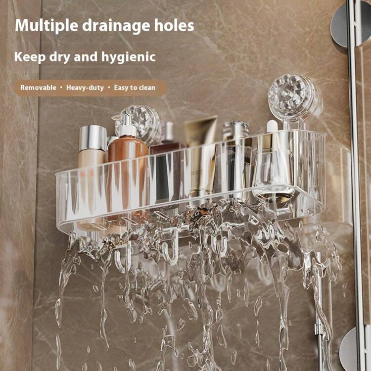 Suction Cup Storage Rack, Bathroom Vanity Makeup Organizer Basket, Wall Mounted Holder Without Drilling - Multicolor - View 7