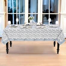 Ridhi - Mantel rectangular de algodón con estampado de bloques a mano 90 x 60 pulgadas reutilizable para uso diario para comedor granja regalo del hogar para primavera Pascua San Valentín - Ojos azules de bebé - Ver 7