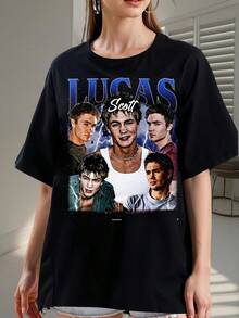 T-shirt unisexe vintage en coton épais Lucas Scott One Tree Hill, édition limitée, avec numéro d'identification 2215. Confectionné en pur coton, il est doux et respirant, et convient aussi bien aux hommes qu'aux femmes. Ce t-shirt décontracté est idéal en toute saison et constitue un souvenir stylé. Parfait au quotidien, pour les adeptes du streetwear et les mélomanes. - Noir - Voir 6