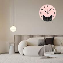 Cute Black Cat Background Wall Clock - 10inch Wooden Veneer Round Silent Flat Wall Clock - Batteries Not Included - Suitable For Living Room, Bedroom, Outdoor Party Decoration, Holiday Gift, Festive Room Decoration Geometric Wall Clock,Battery Operated Wall Clock,Battery Wall Clock,Silent Wall Clock,Reloj De Pared,Room Decor,Clock - Style 1 - View 8
