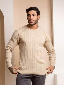 Ribbed Knit Crew Neck Sweater Winter 26 - Beis - Ver 3
