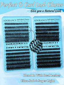 ADORANCE 456片装假睫毛簇，4种款式，纤细轻盈，40DV+60DV+80DV+100DV簇状假睫毛，打造柔软自然的日常、约会和派对妆容。 - D - 查看 4