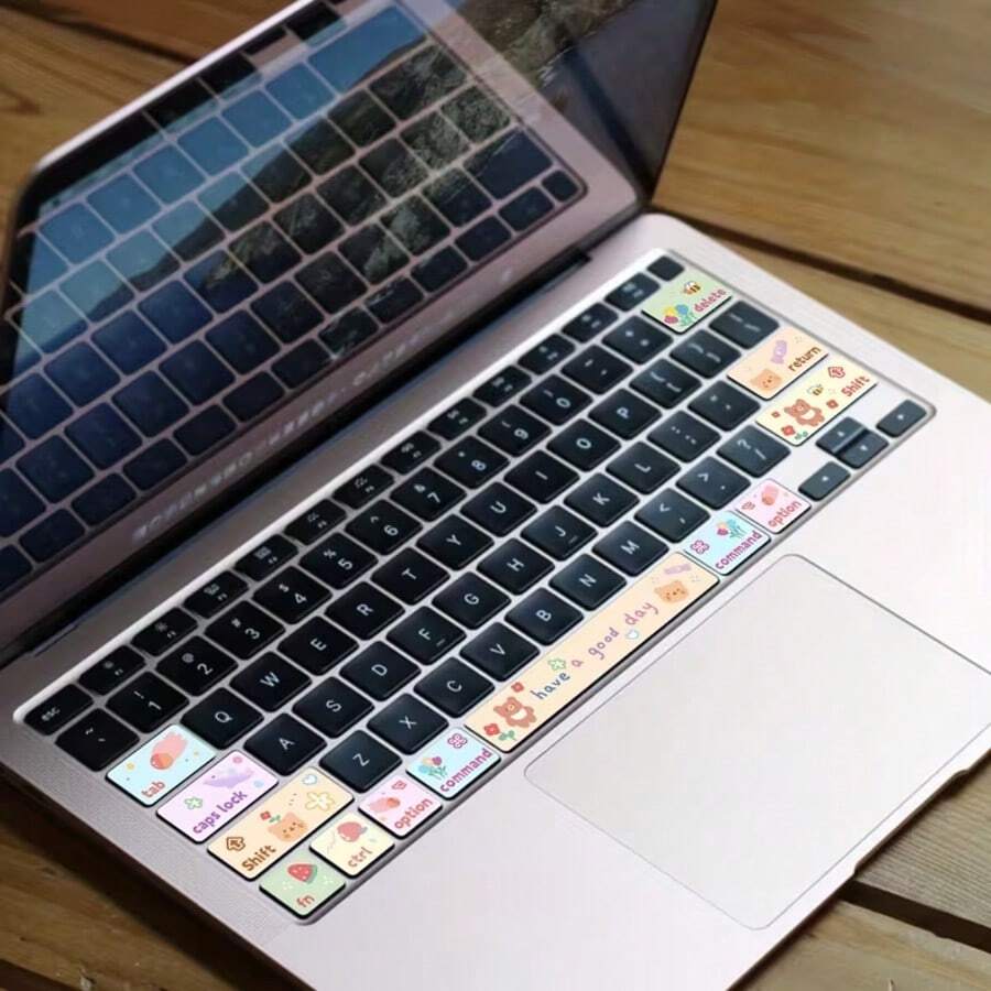 Cute Cartoon Design Keyboard Sticker For MacBook Air, Self-Adhesive PVC Decal With Playful Cat Pattern, Easy To Apply And Remove, Perfect For Personalizing Your Laptop