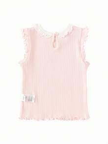 Balabala Áo tank top không tay cho bé gái mùa hè 2026, mẫu mới về, kiểu dáng thường ngày, thích hợp mặc ngoài. - trắng đỏ - Xem 5