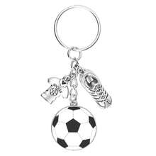 12PCS Soccer Keychain Set 3 In 1 Multi Charm Alloy Metal Sport Style Football Pattern Green Organza Bag Round Ball Jersey Shoe With Thank You Card Keyring Party Favor Birthday Team Event Match Day Gift - Metal Soccer Card Keychain - View 3