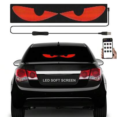Pantalla LED flexible y programable para ventanas de automóviles, pantalla LED flexible ultra delgada, pantalla LED inteligente y colorida flexible para ojos de diablo de automóvil, DIY pantalla LED dinámica para automóvil