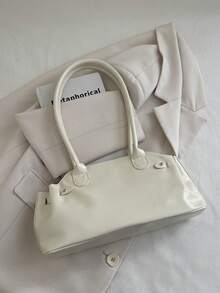 1 Stück neue einfarbige Zylinderhandtasche aus PU-Leder mit Doppelgriffen, Reißverschluss, großer Kapazität, modische Damen Schultertasche, geeignet für den täglichen Gebrauch, Einkaufen und Dates, Farbe: Weiß, Damen Shopper - Weiss - Übersicht 10