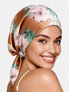 1pc Women's Taffeta Printed Triangular Hat, Headscarf Hat, Bandana Hat, Pirate Hat, Fabric Hat, Suitable For Daily Use - Multicolor - View 5