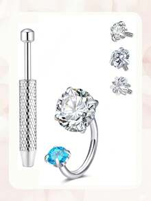 Khuyên tai sụn hình móng ngựa 18G kèm đá CZ thay thế, khuyên mũi đôi có ren trong, khuyên tai thép không gỉ 8mm, trang sức xỏ khuyên tai vành tai, khuyên môi. - Nhiều màu - Xem 11