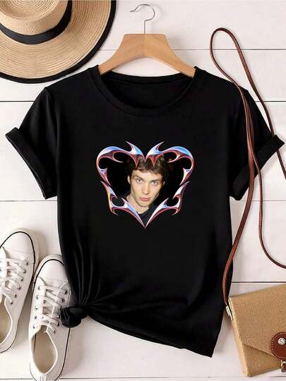 Camiseta de mujer con estampado, camiseta de algodón pesado unisex, camiseta con corazón de Cillian Murphy