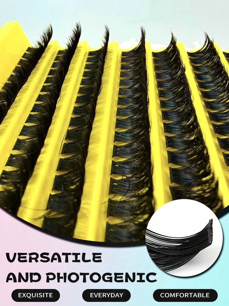 160 Pieces Of Fluffy, Soft, And Natural-Style False Eyelashes, Composed Of Thick, Clustered Individual Lashes That Can Be Assembled Into False Eyelash Clusters. The Lengths Range From 8 To 16 Mm. The Thick False Lashes Enhance The Size Of The Eyes. There Are Also Denser, Heavier Styles To Create A Captivating Eye Makeup Look. Comfortable And Elegant Artificial Lashes Offer Diverse Ideal Effects, Suitable For Everyday Outings, Dates, Gatherings, And Various Celebratory Occasions. - View 5