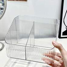 1pc Premium Cosmetic Storage Box, Transparent Organizer Rack, Makeup Holder - Clear - View 1