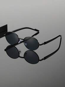 1 Cặp kính râm unisex gọng vàng, tròng xám, chất liệu hợp kim, chống nắng UV400, kiểu dáng Y2K, thiết kế thời trang đường phố, phù hợp chụp ảnh. - Nhiều màu - Xem 11