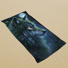 A Unique Wolf-Themed Ultra-Fine Fiber Beach Towel: Ideal For The Beach, Pool, And Outdoor Activities. It Is Fashionable And Absorbent, Designed Specifically For Summer, And Made Of Large-Size Quick-Drying Polyester. - 3 - View 3